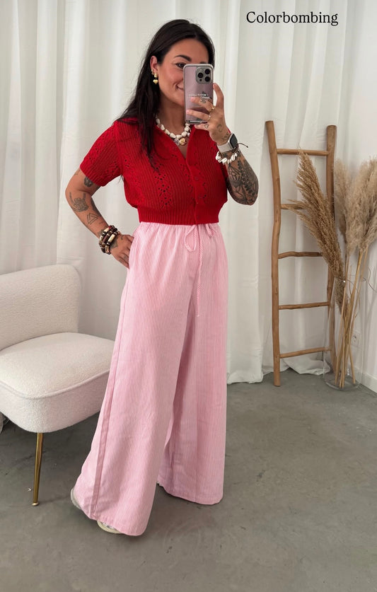 GESTREEPTE BROEK ROZE