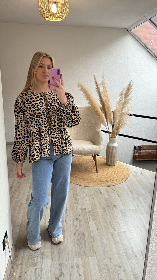 Leopard blouse strikjes
