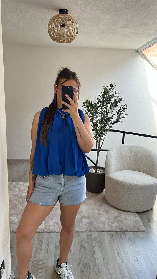 BLAUWE BLOUSE STRIK