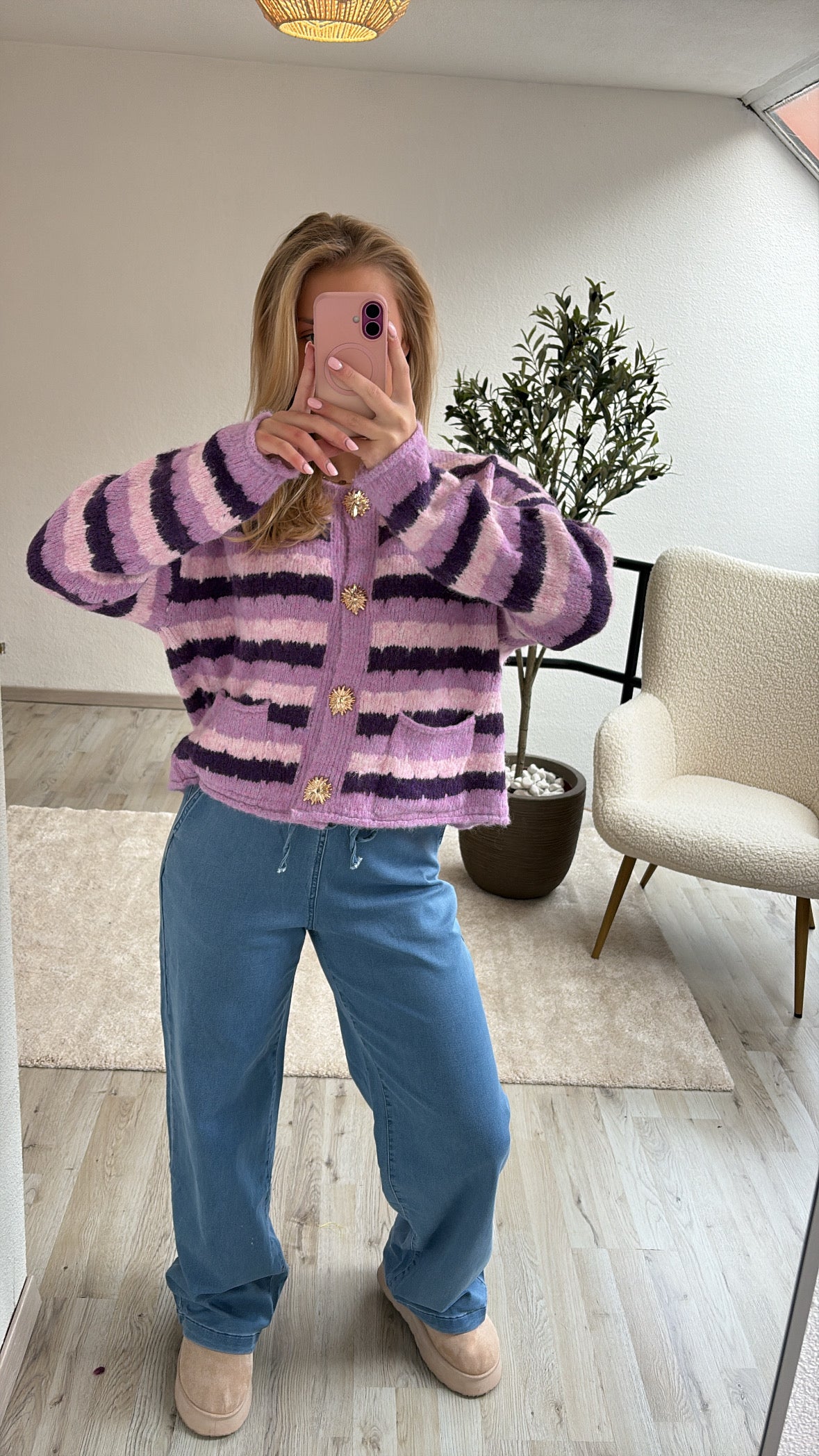 CARDIGAN STER PAARS-LILA