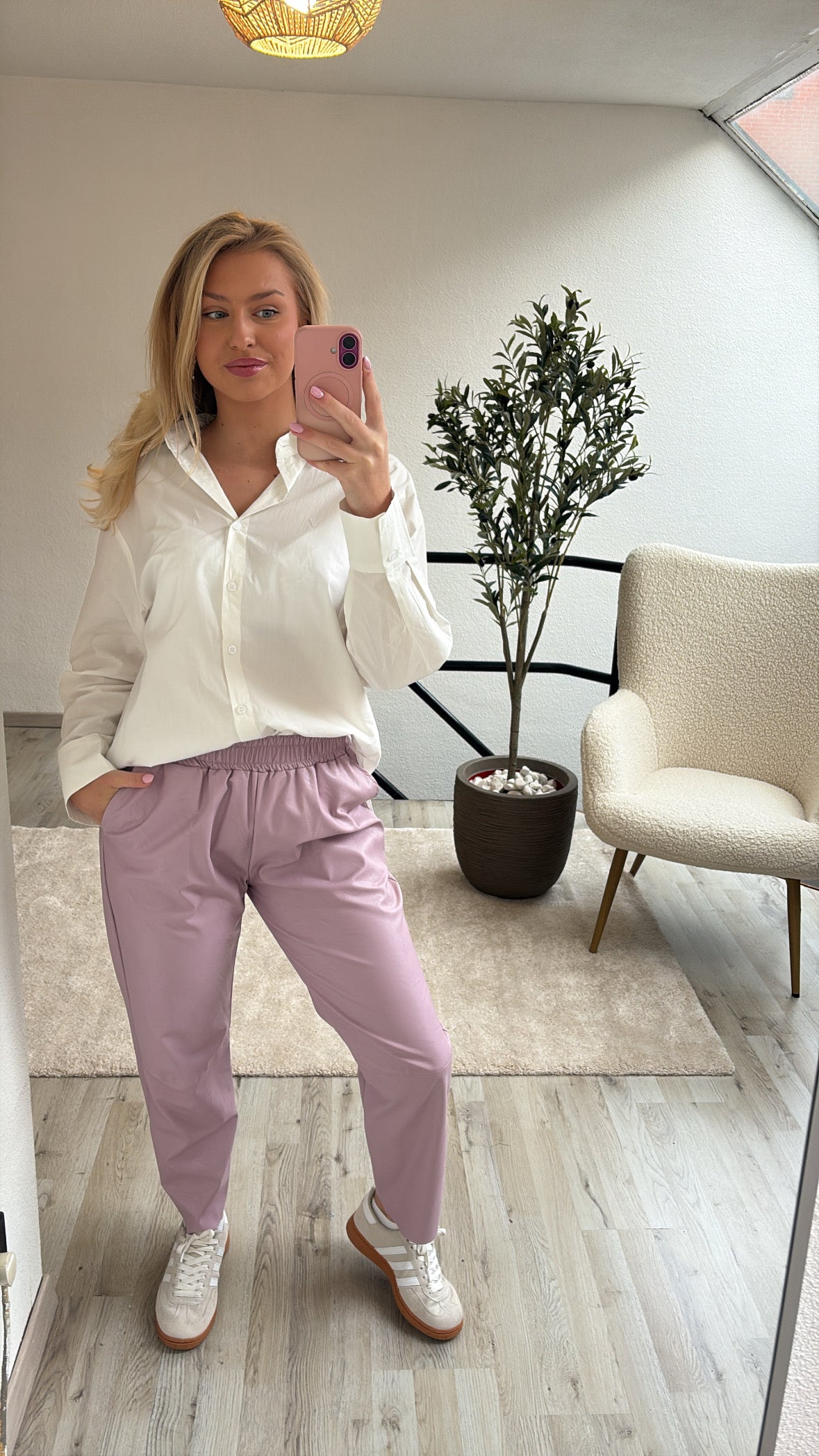 LEDERLOOK BROEK LILA