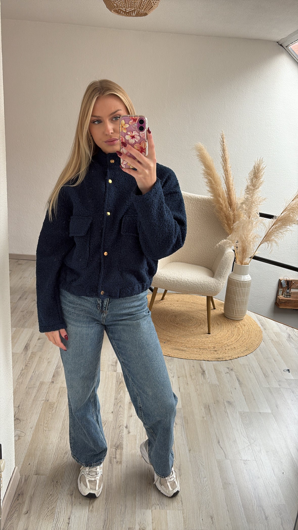 Bomberjas teddy blauw