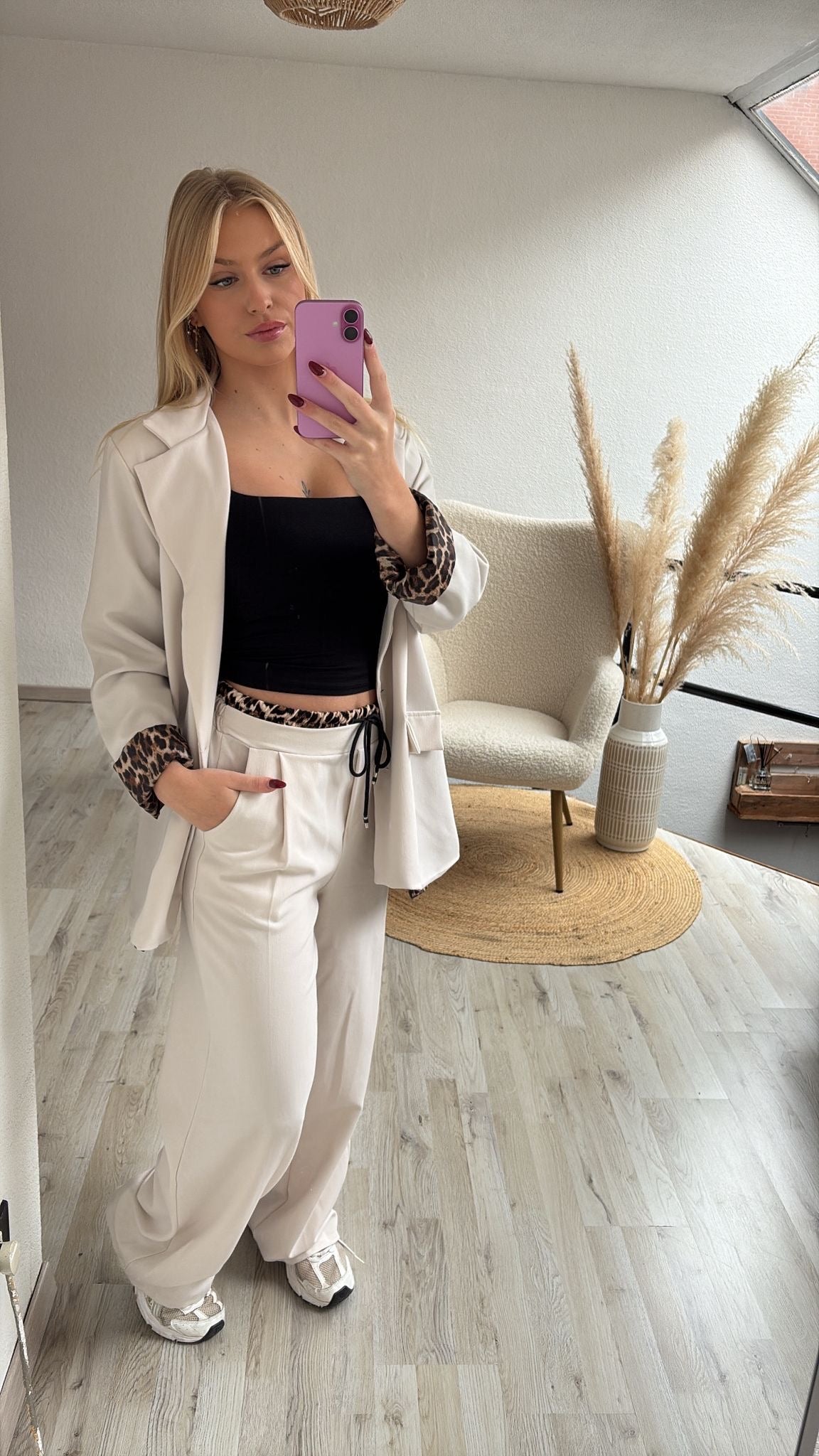 Kostuum beige leopard