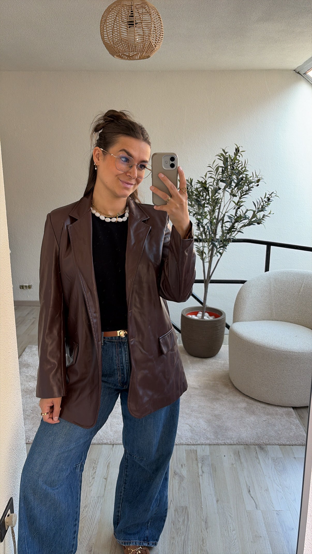 LEDERLOOK BLAZER BRUIN