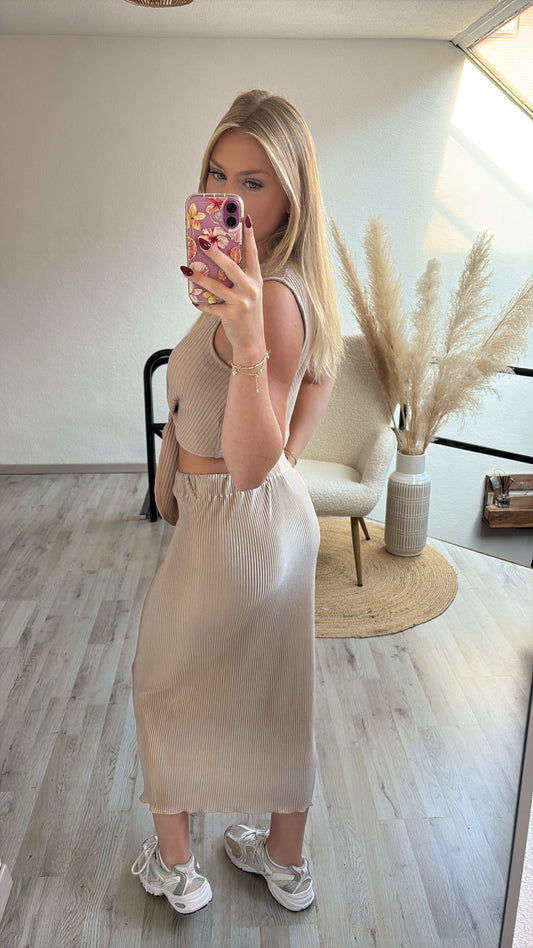 Ribbed rok beige