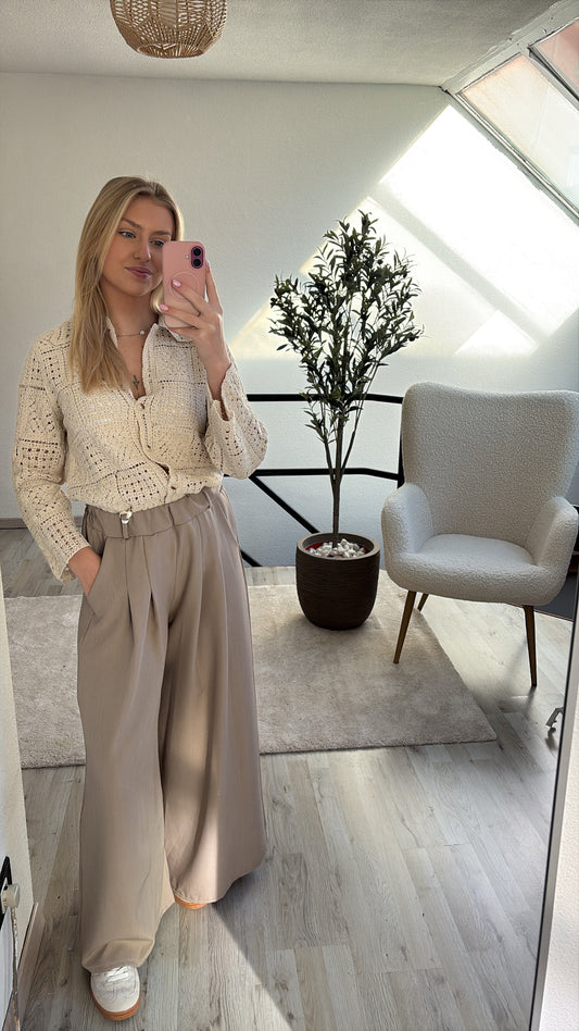 CROCHET BLOUSE BEIGE
