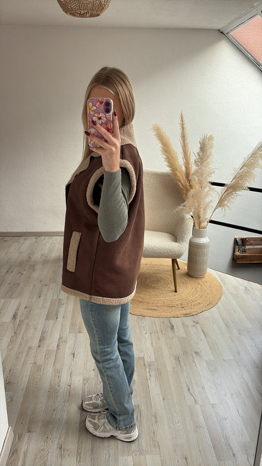 Bruine gilet