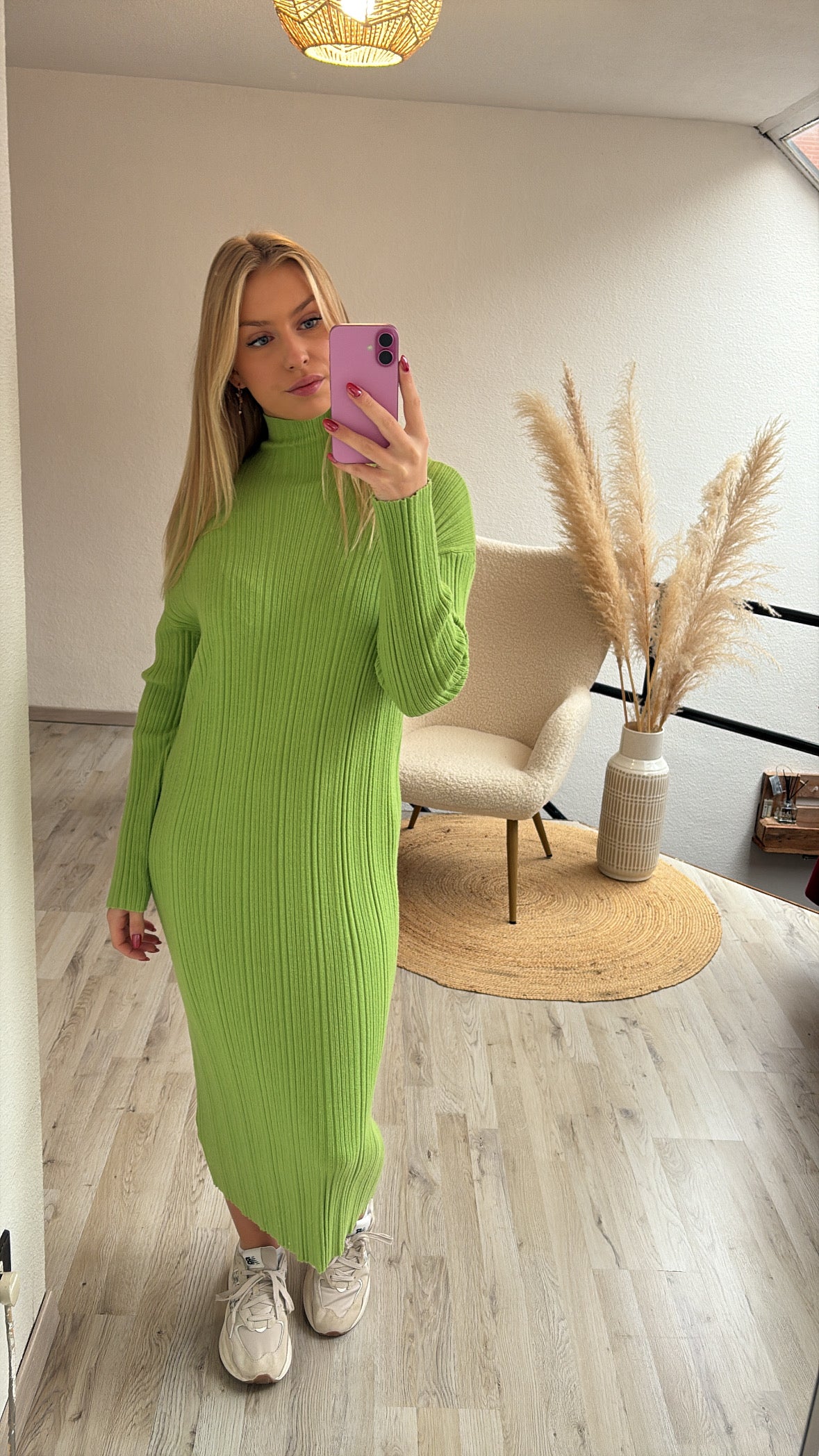 Groene ribbed jurk