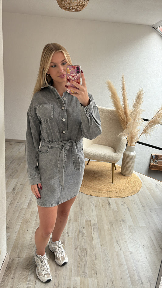 Jeansjurk grijs