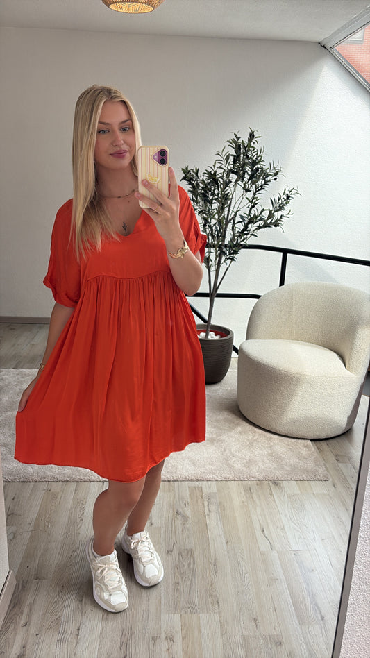 SATIJNEN JURK ORANJE