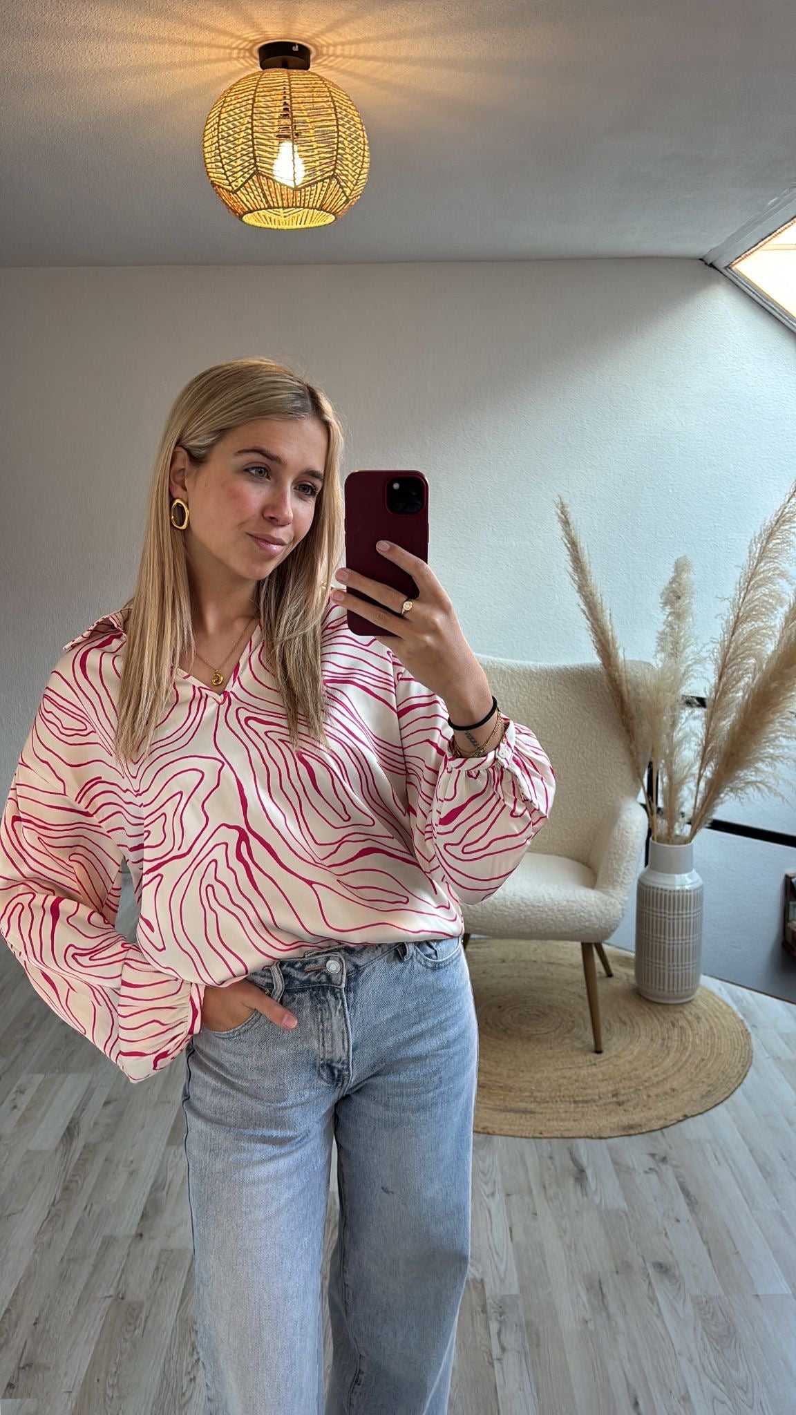 Satijnen blouse print