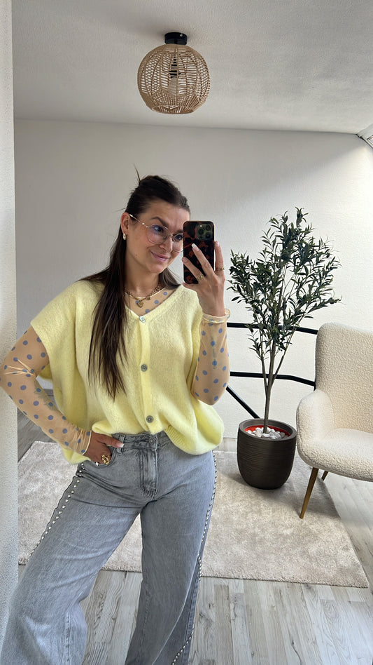 MESH TOP POLKA GEEL