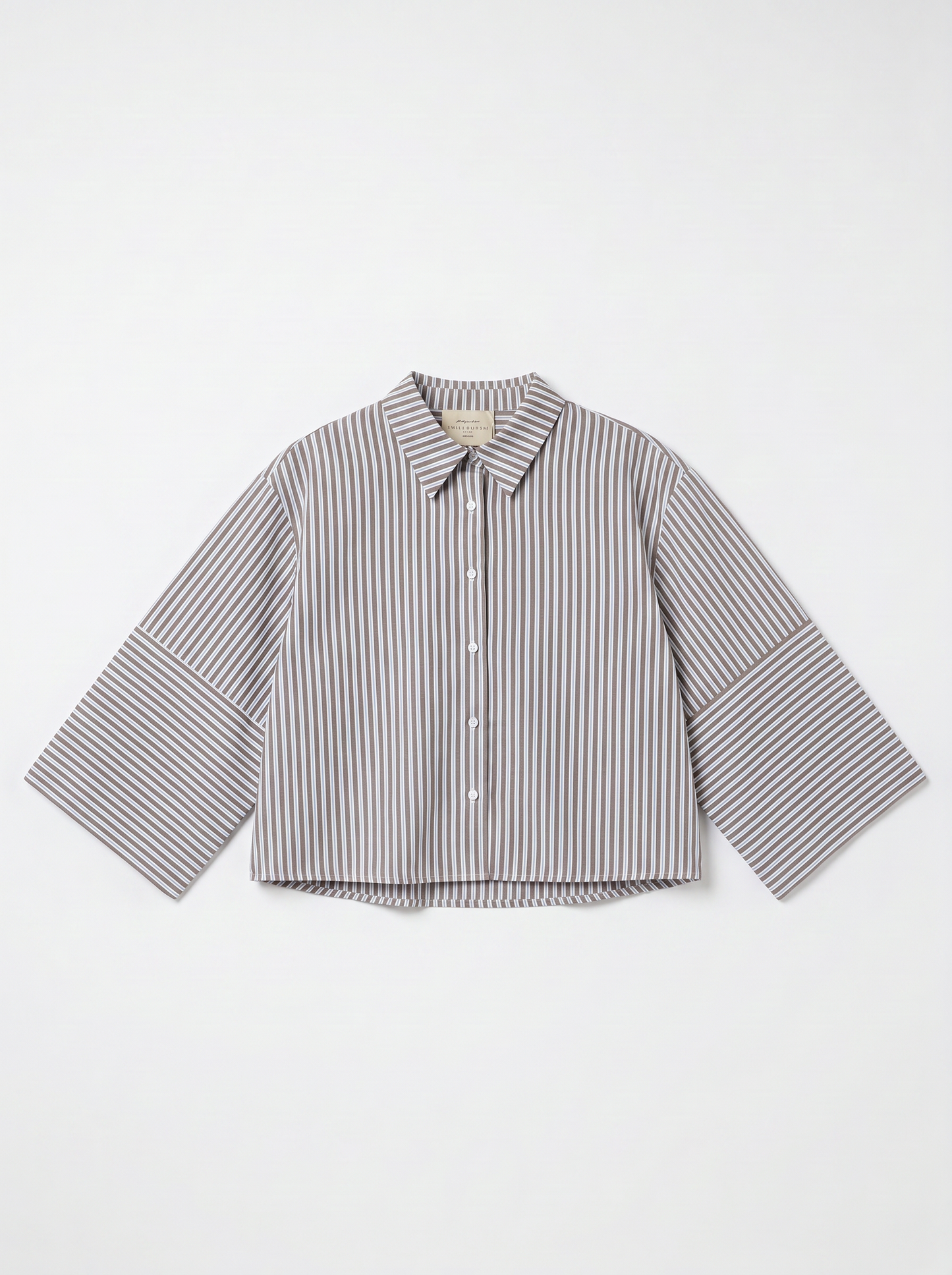 STRIPED BLOUSE BLAUW-BRUIN