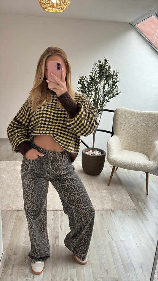 GEBLOKTE KNIT GEEL-BRUIN