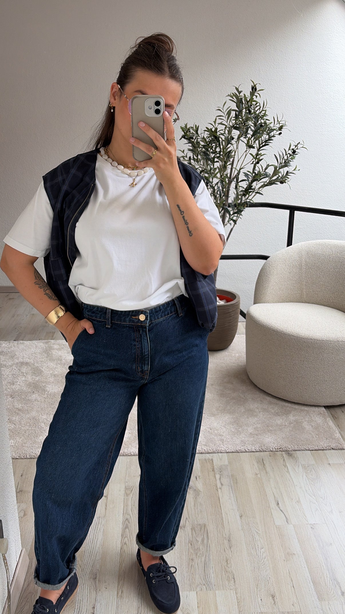 BALLOON JEANS DONKERBLAUW