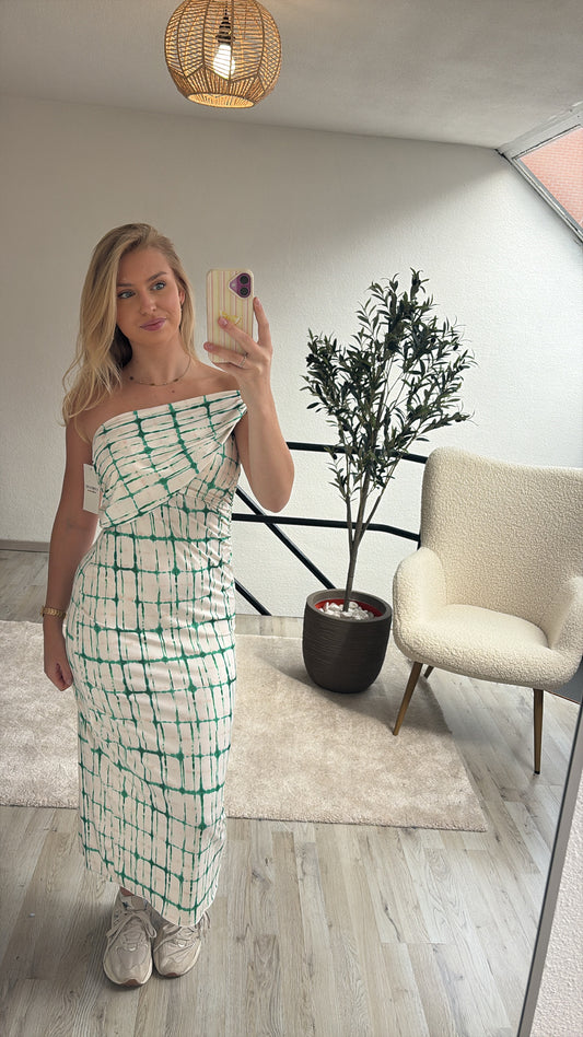 ONE SHOULDER JURK GROEN