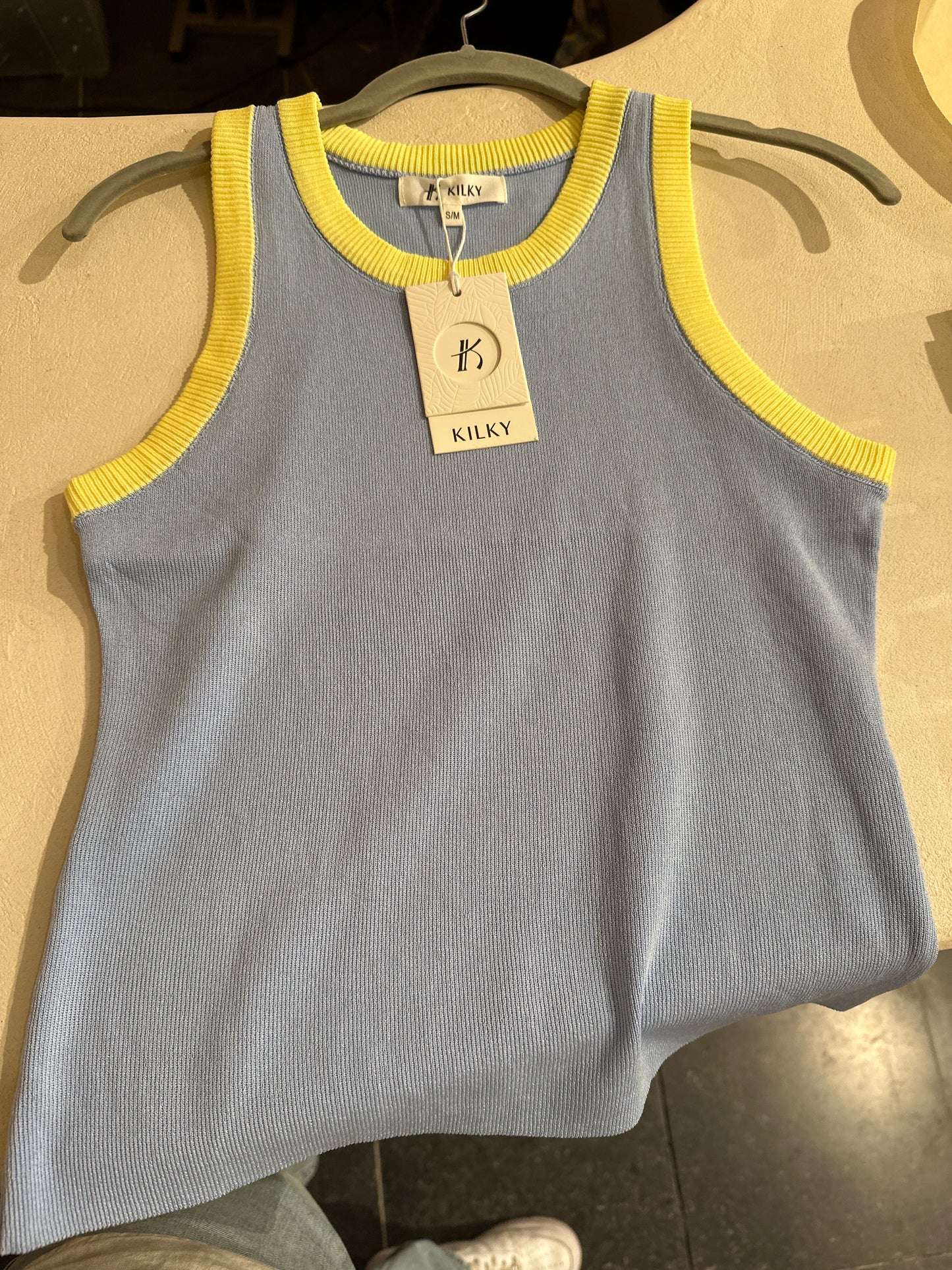 TANK TOP BLAUW-GEEL