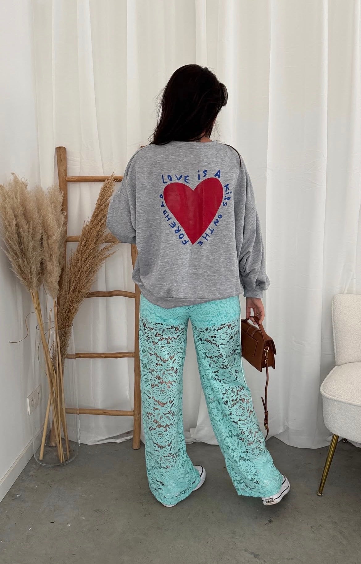 TURKOOIS KANTEN BROEK