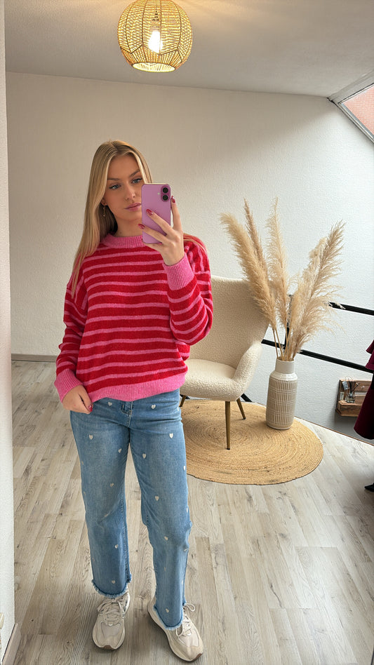 Gestreepte knit roze