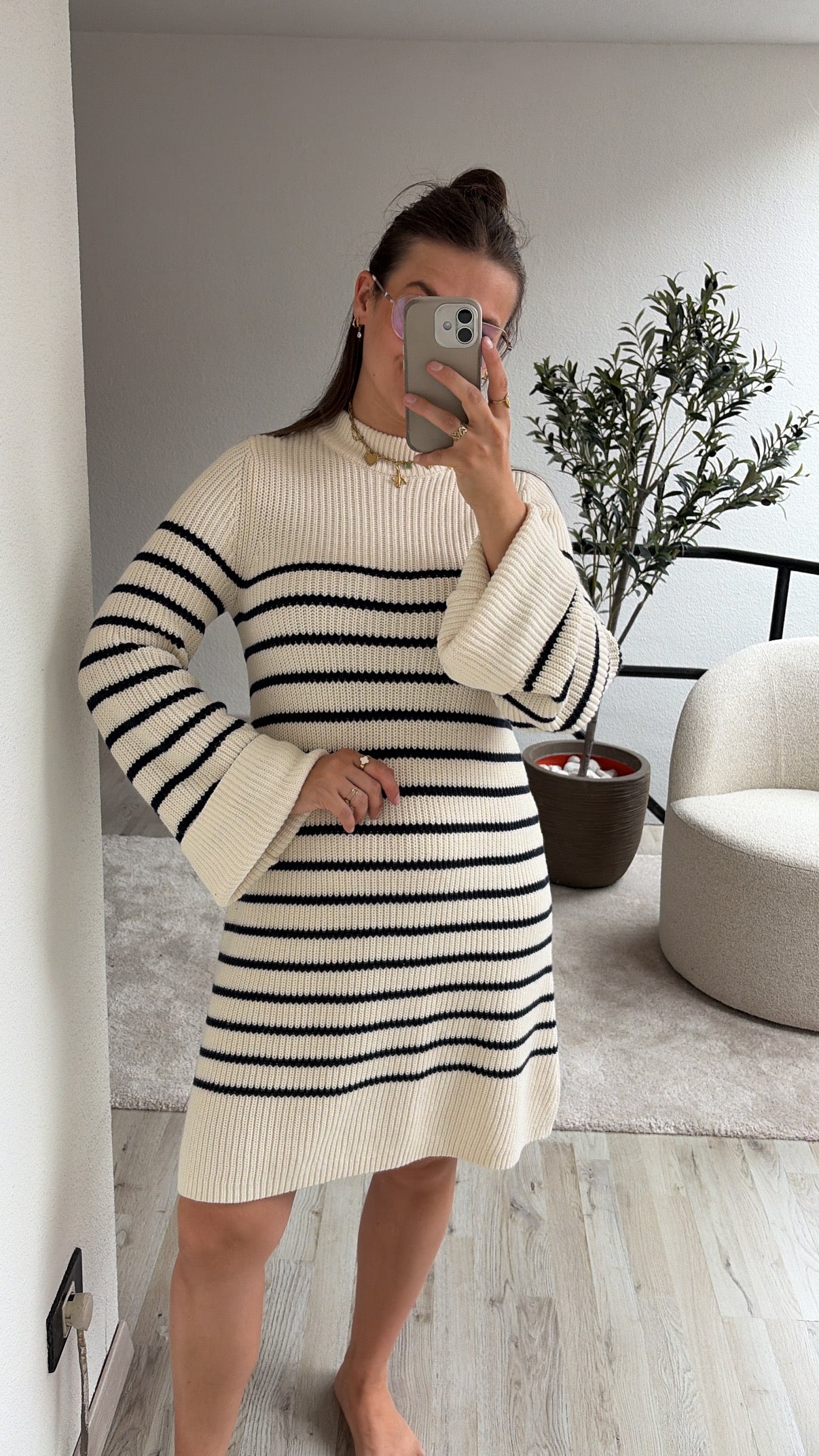 KNITTED JURK GESTREEPT