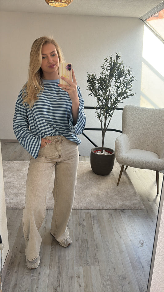 STRIPED LONGSLEEVE LICHTBLAUW