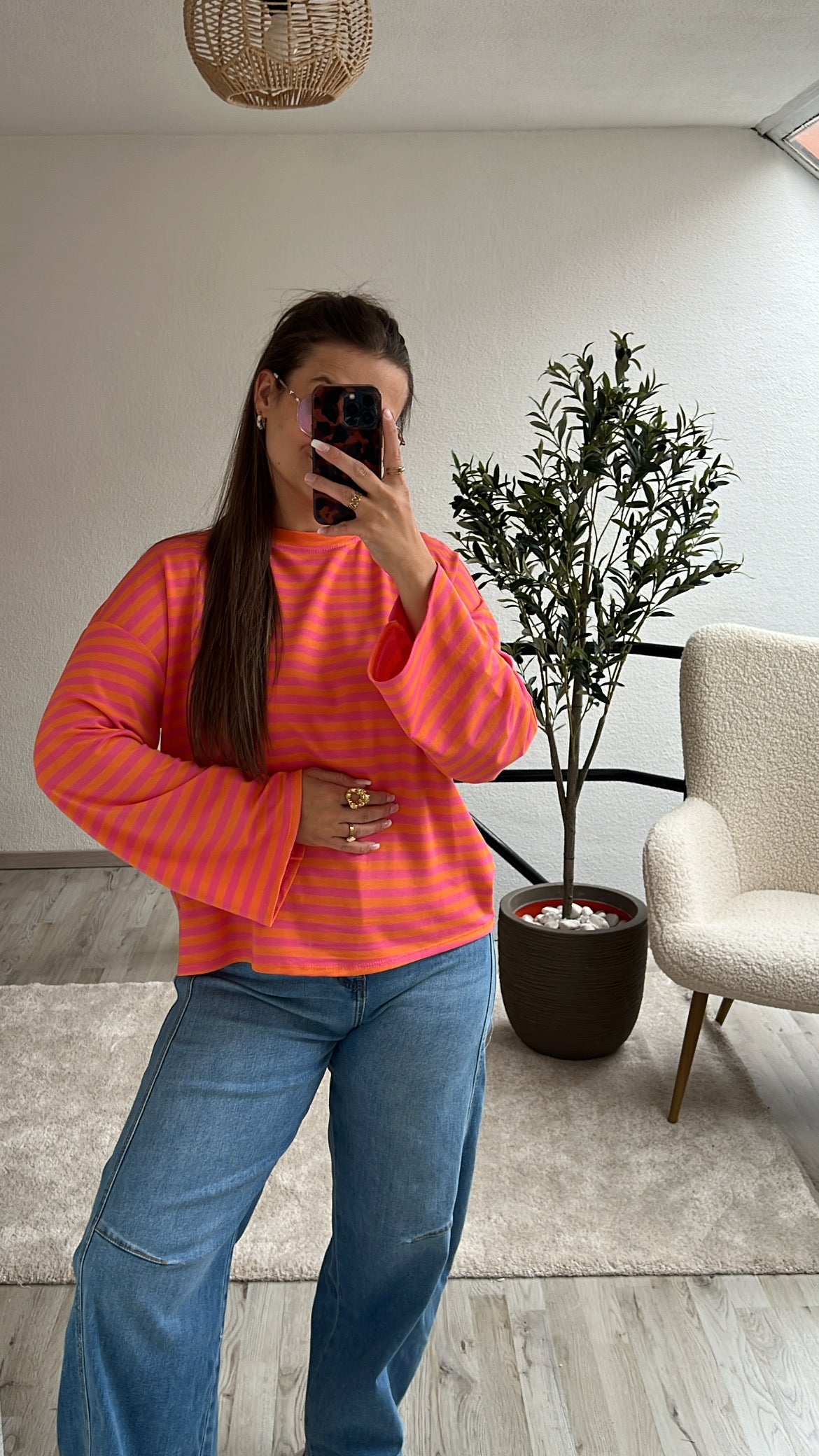 STRIPED LONGSLEEVE ORANJE-ROZE