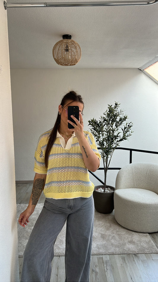 CROCHET POLO GEEL