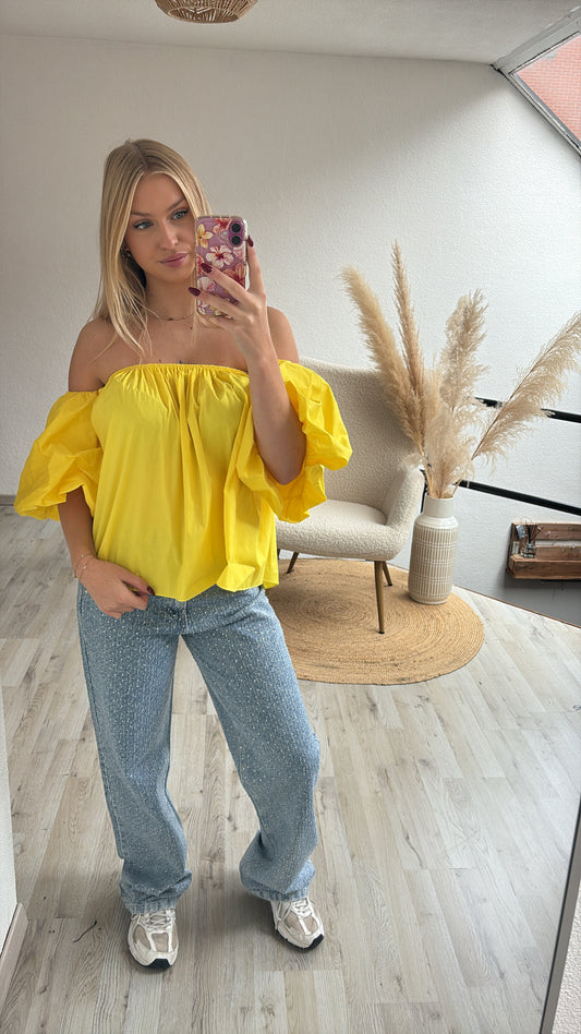 Off shoulder blouse geel
