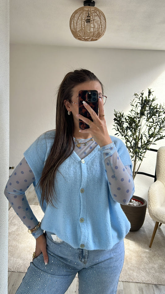 KNIT GILET BLAUW
