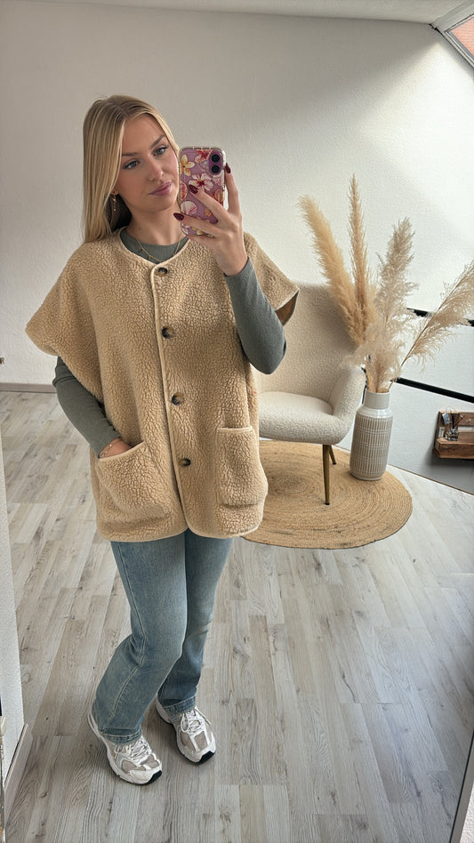 Teddy gilet beige