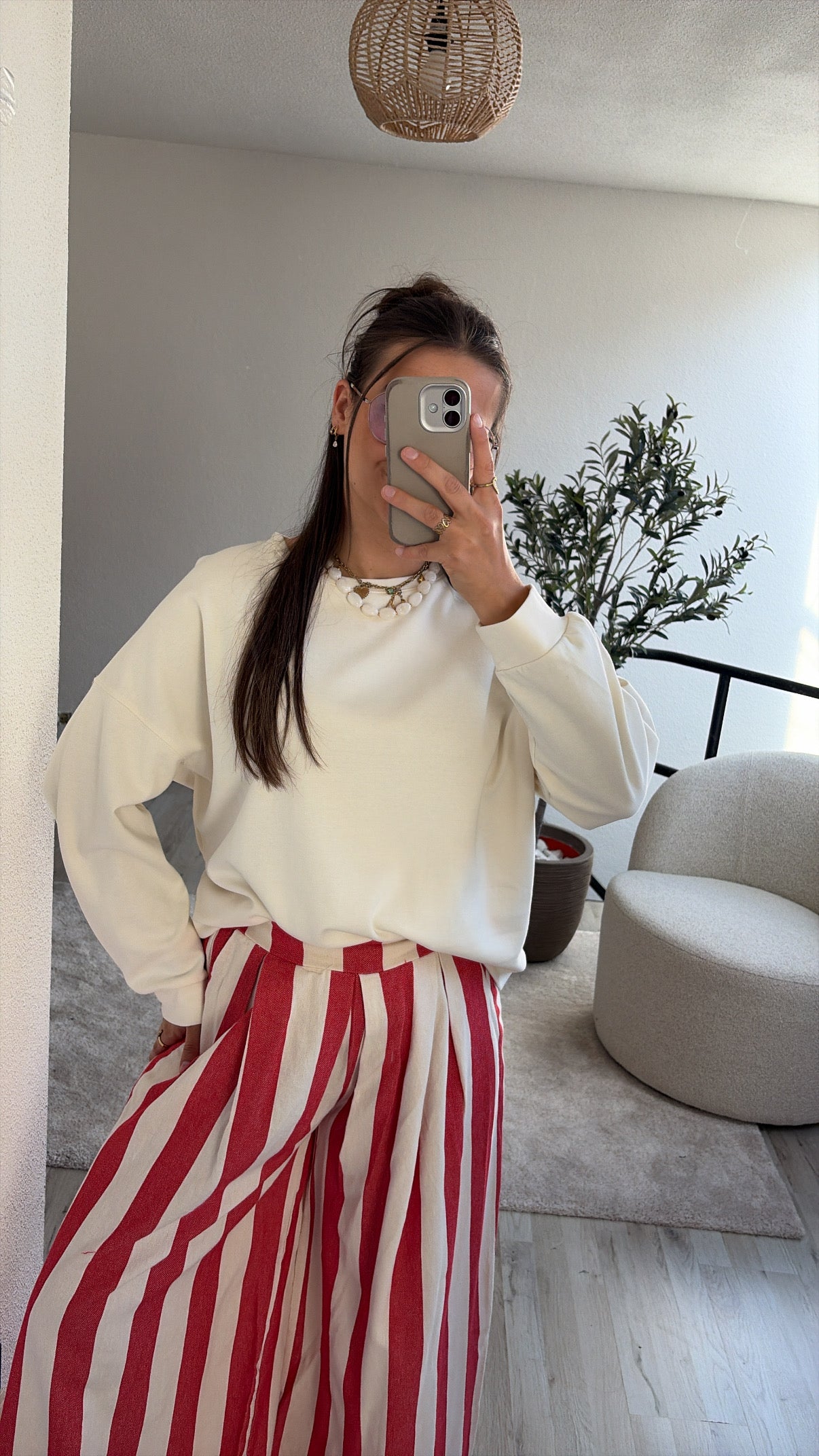 RODE STRIPED BROEK