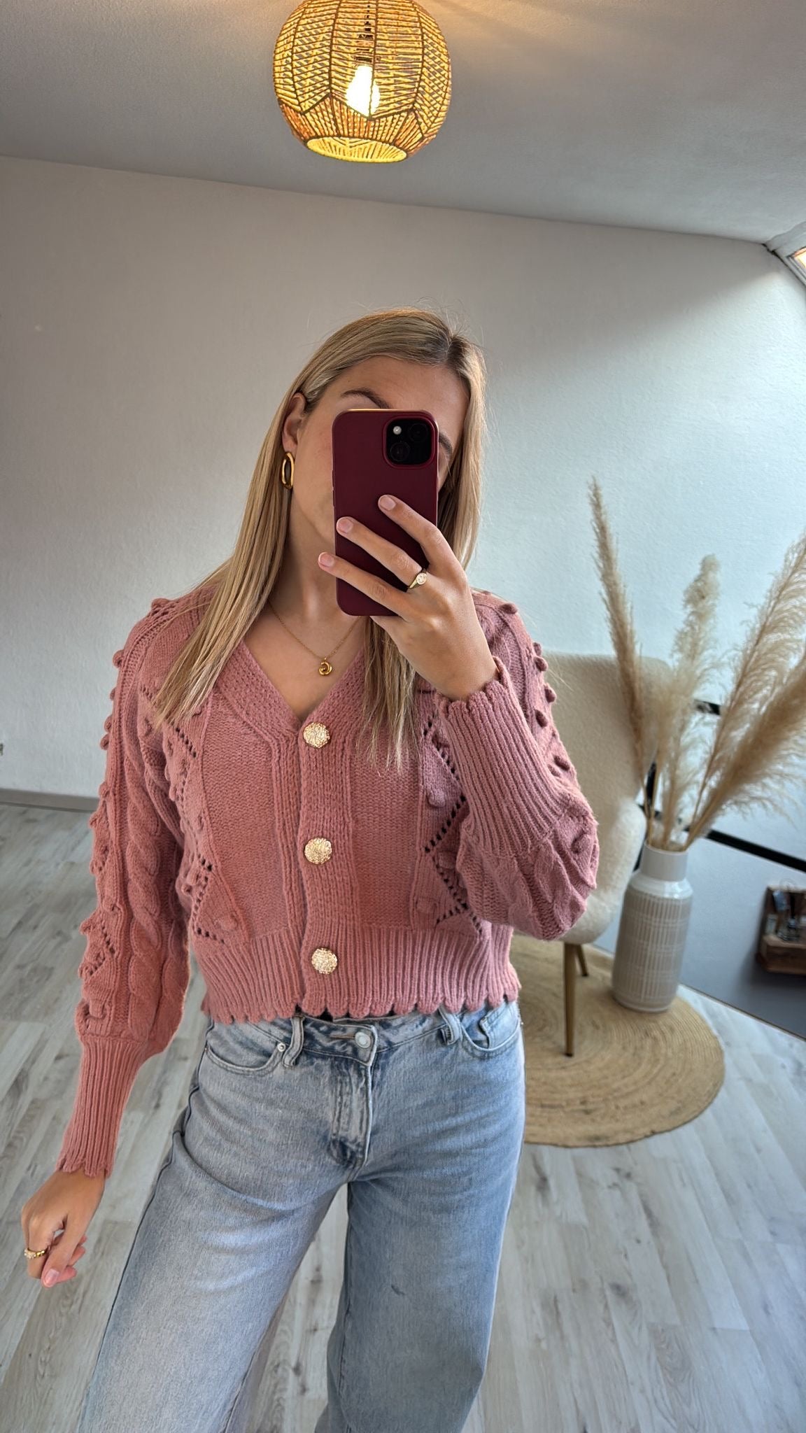 Oud-roze cardigan