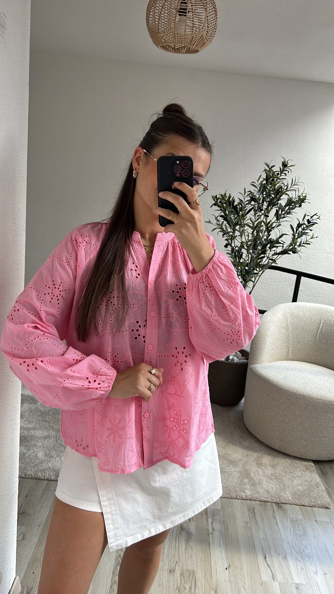 BRODERIE BLOUSE ROZE