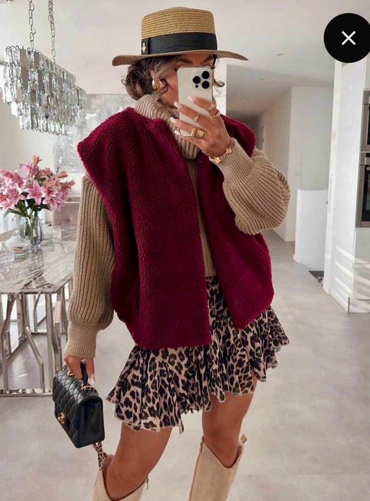 Teddy gilet burgundy