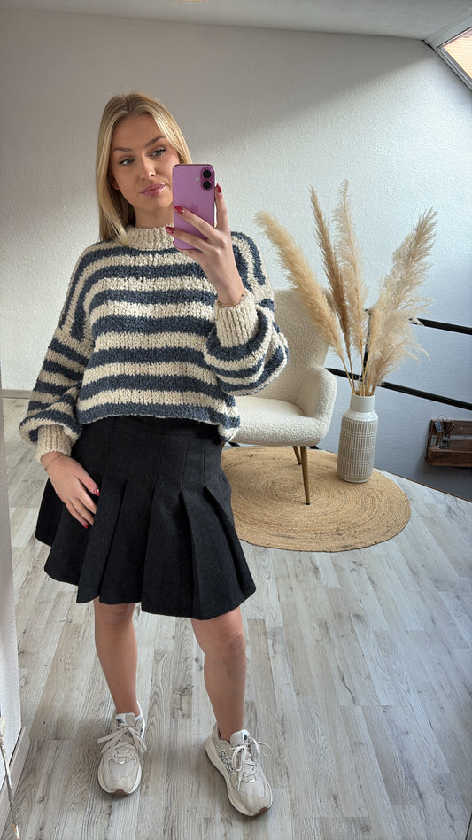 Gestreepte trui grijs/ecru