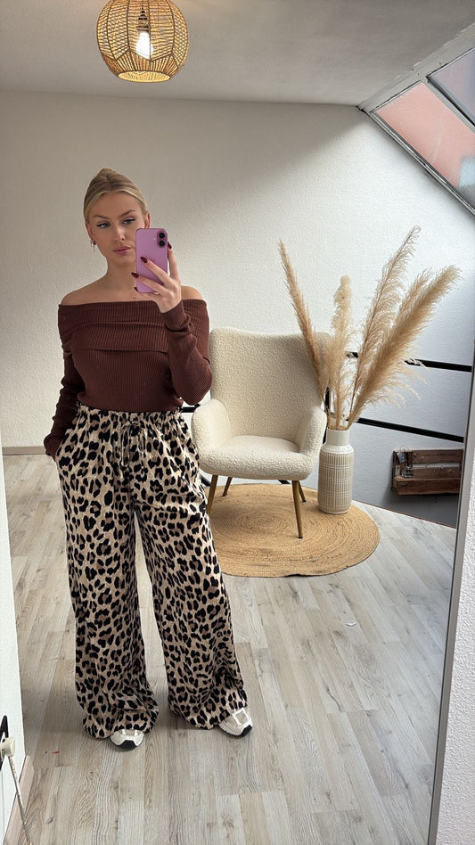 Satijnen broek leopard
