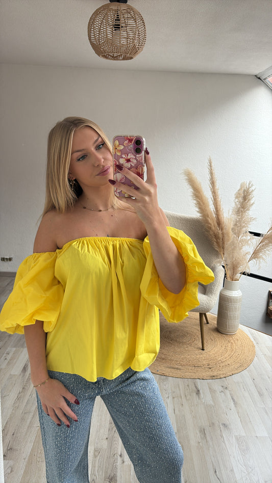 Off shoulder blouse geel