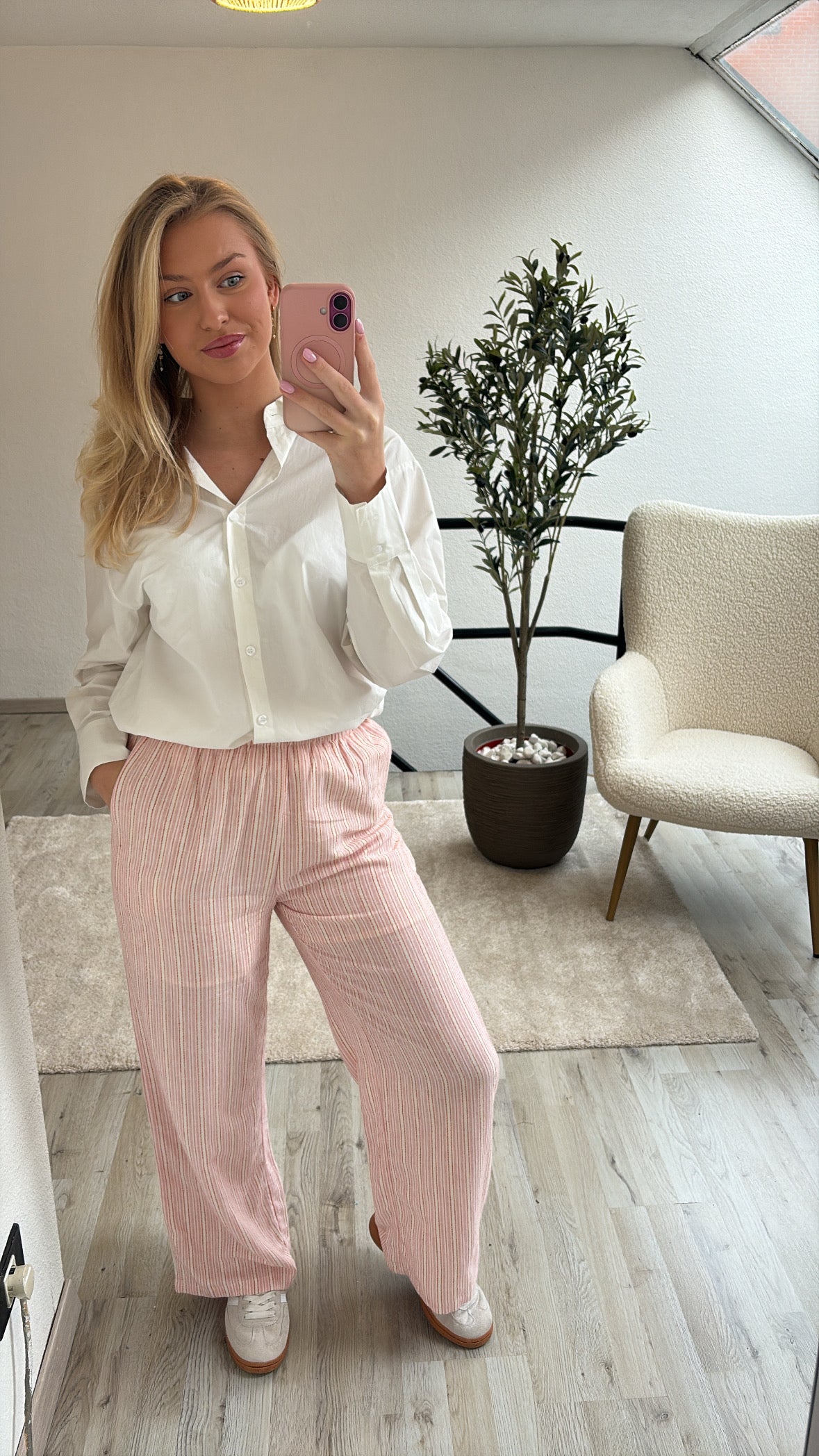 GESTREEPTE BROEK ROZE