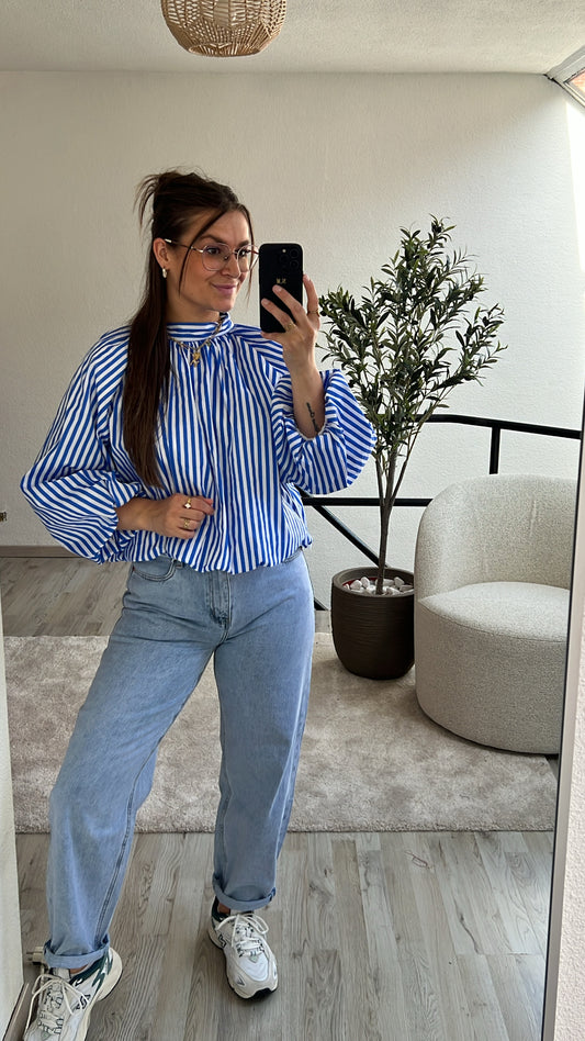 STRIPED BLOUSE BLAUW