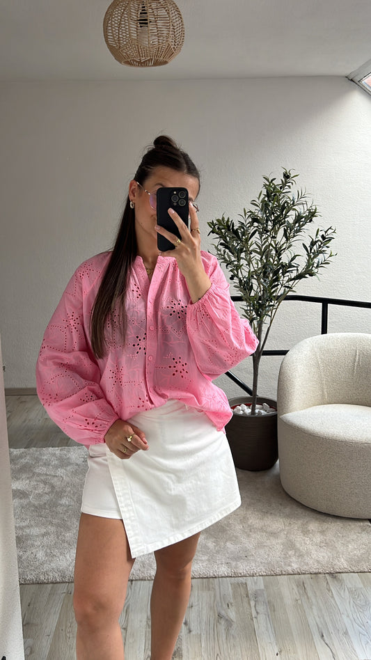 BRODERIE BLOUSE ROZE