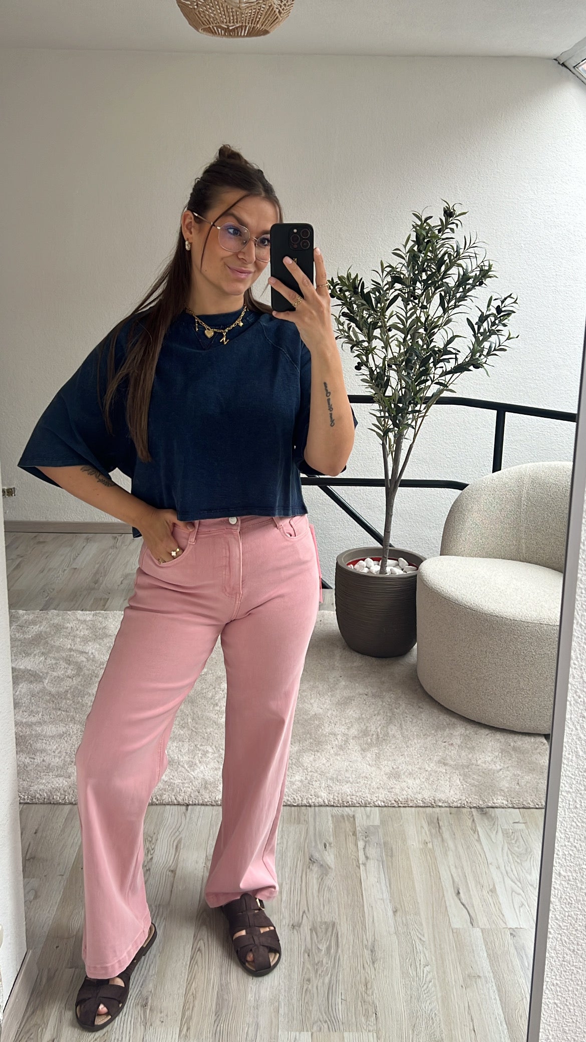 WIDE LEG JEANS ROZE