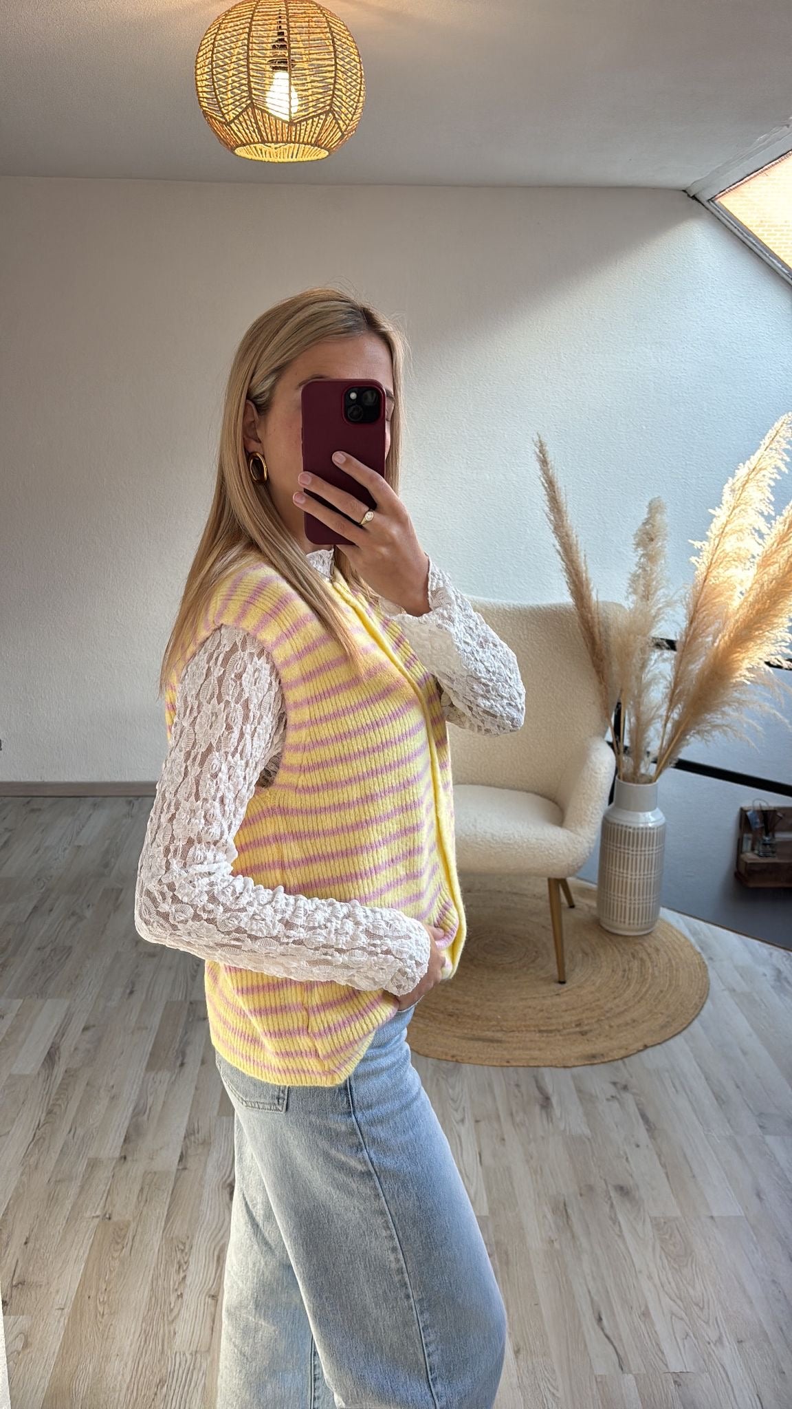 Gestreepte knit geel