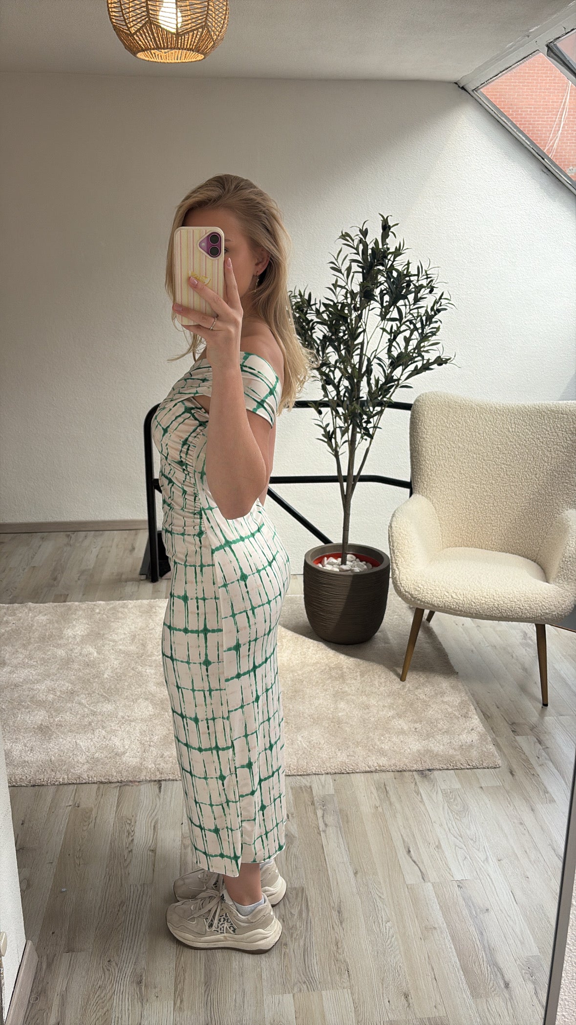 ONE SHOULDER JURK GROEN