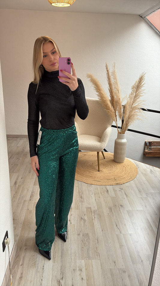 Petrol broek glitter