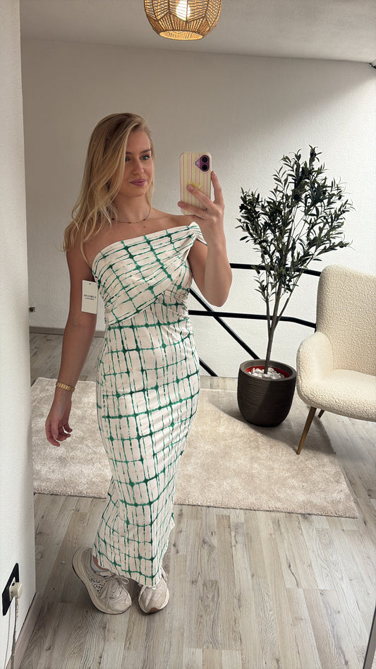 ONE SHOULDER JURK GROEN