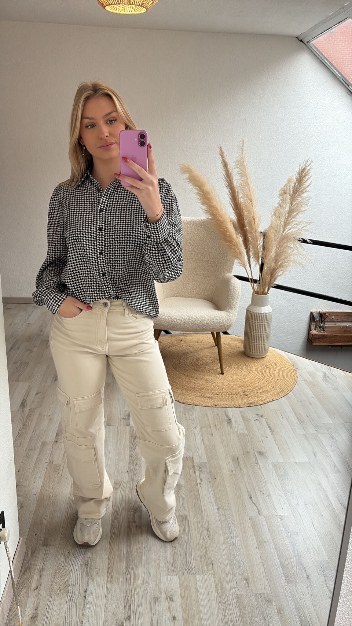 Pied de poule blouse