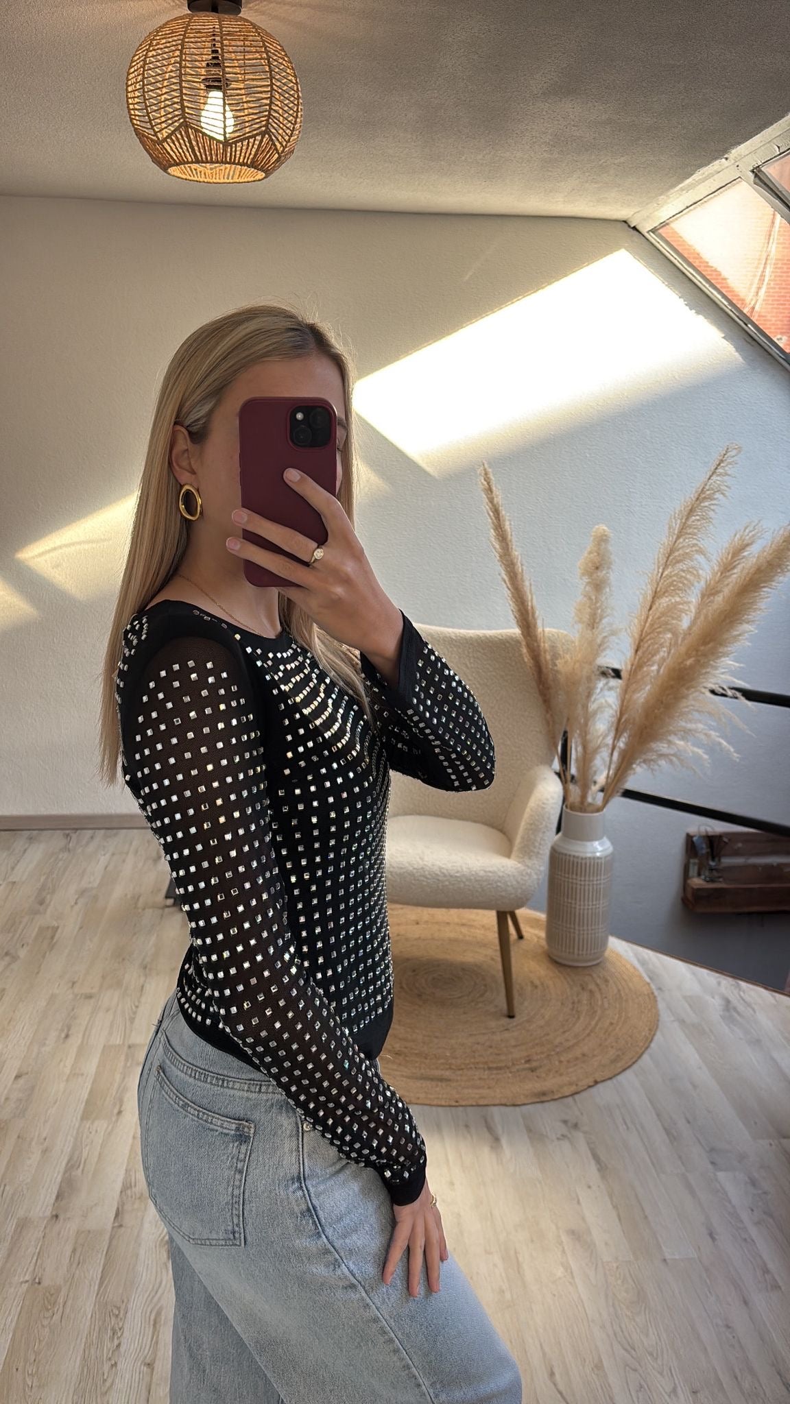 Mesh top diamantjes