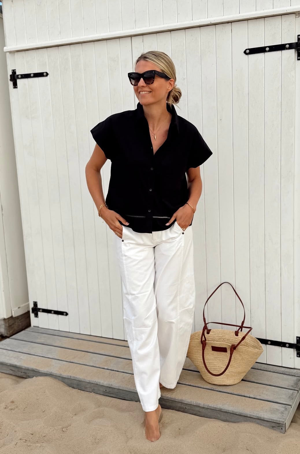 WITTE BALLOON JEANS
