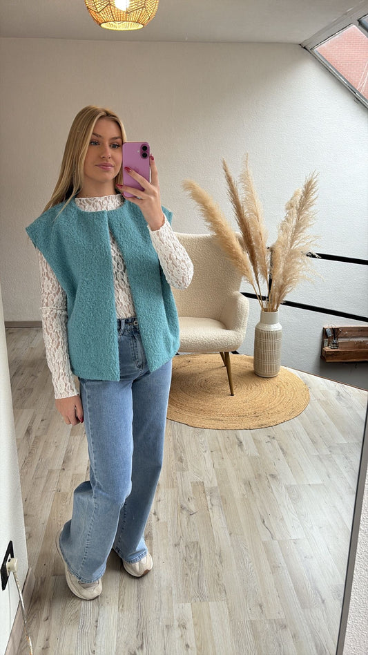 Teddy gilet blauw