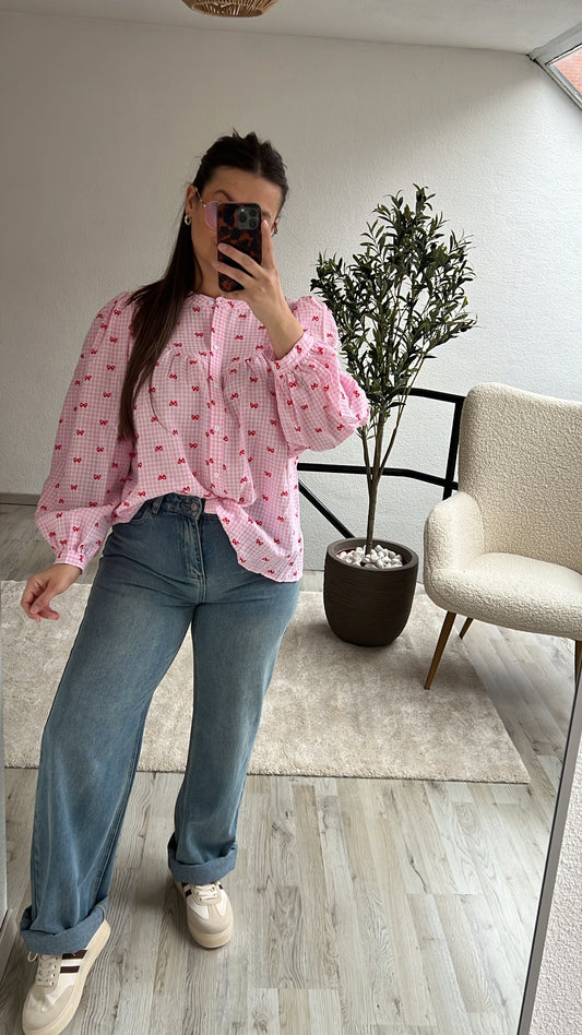 ROZE BLOUSE STRIKJES